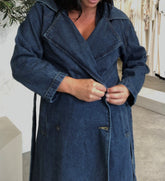 SARA BUTTONED UP DENIM TRENCH COAT